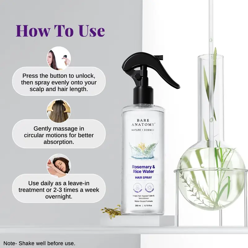 Nature x Science Rosemary Water and Rice Water |100% Natural Extract | Soft & Smooth Hair Non-Greasy & Fast Absorbing | 200 ml
