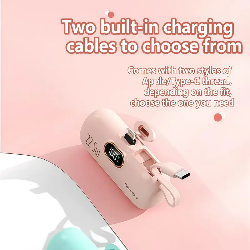 22.5W Fast Charge Magnetic Power Bank – 5000mAh Pocket-Sized Battery Pack with Dual Ports (USB-C & USB-A) & Digital Display, Compatible with iPhone 11–17