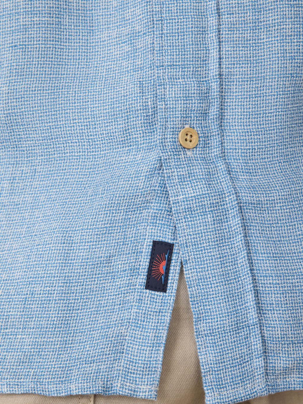 Short-Sleeve Palma Linen Shirt - Blue Basketweave