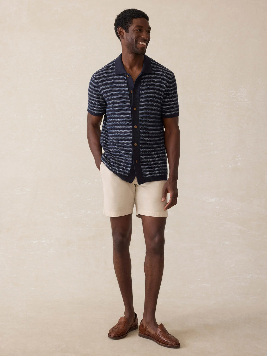 Short-Sleeve Sweater Shirt - Northern Depths Stripe