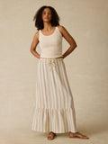 Dune Cotton Gauze Rees Skirt - Aqua Sea Stripe