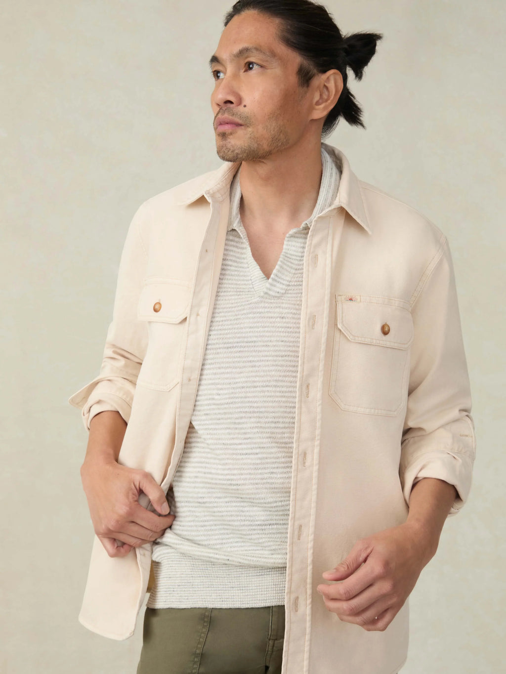 Short-Sleeve Linen Sweater Polo - Ivory Steel Feeder