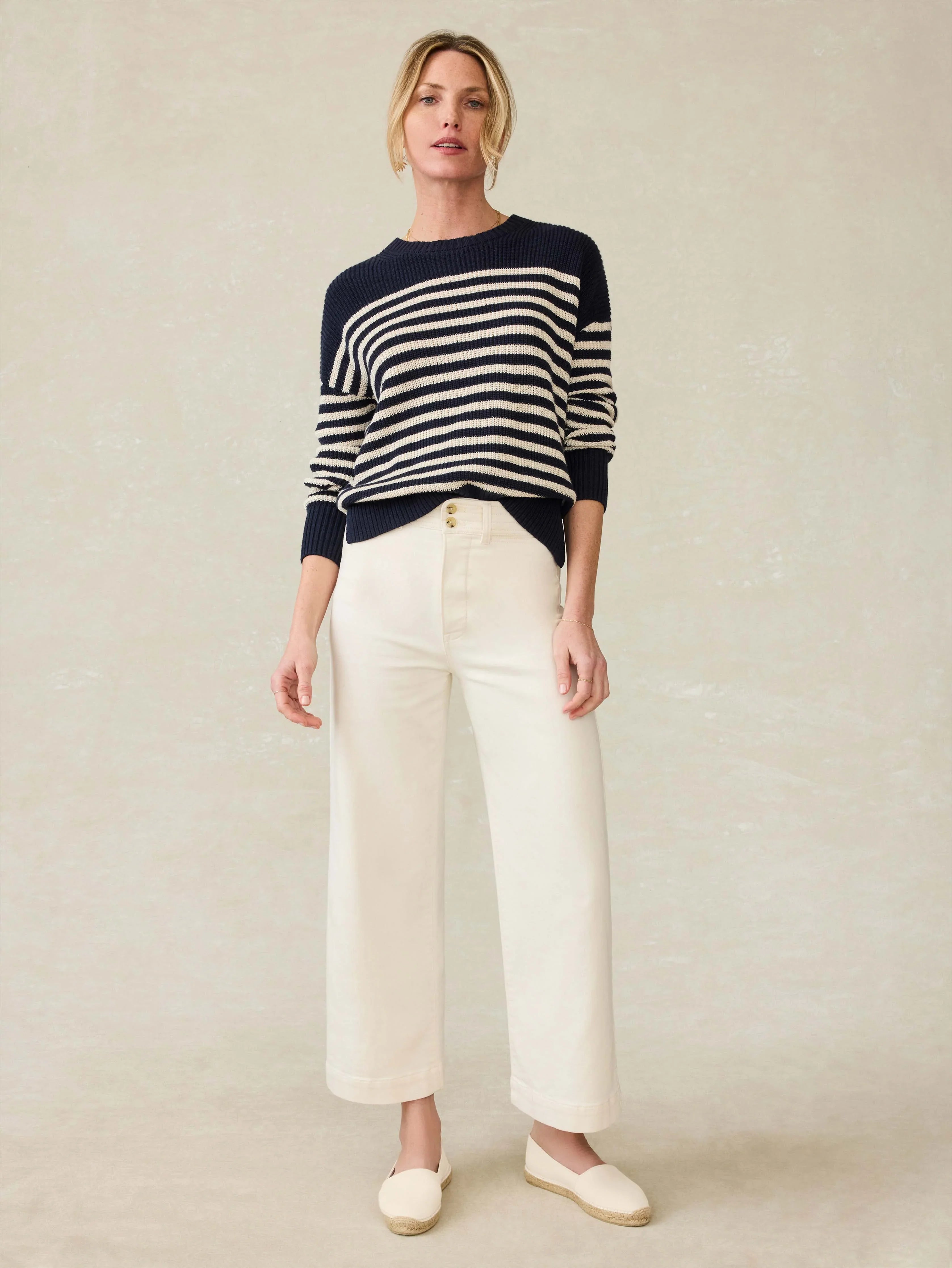 Miramar Linen Crewneck - Lighthouse Point