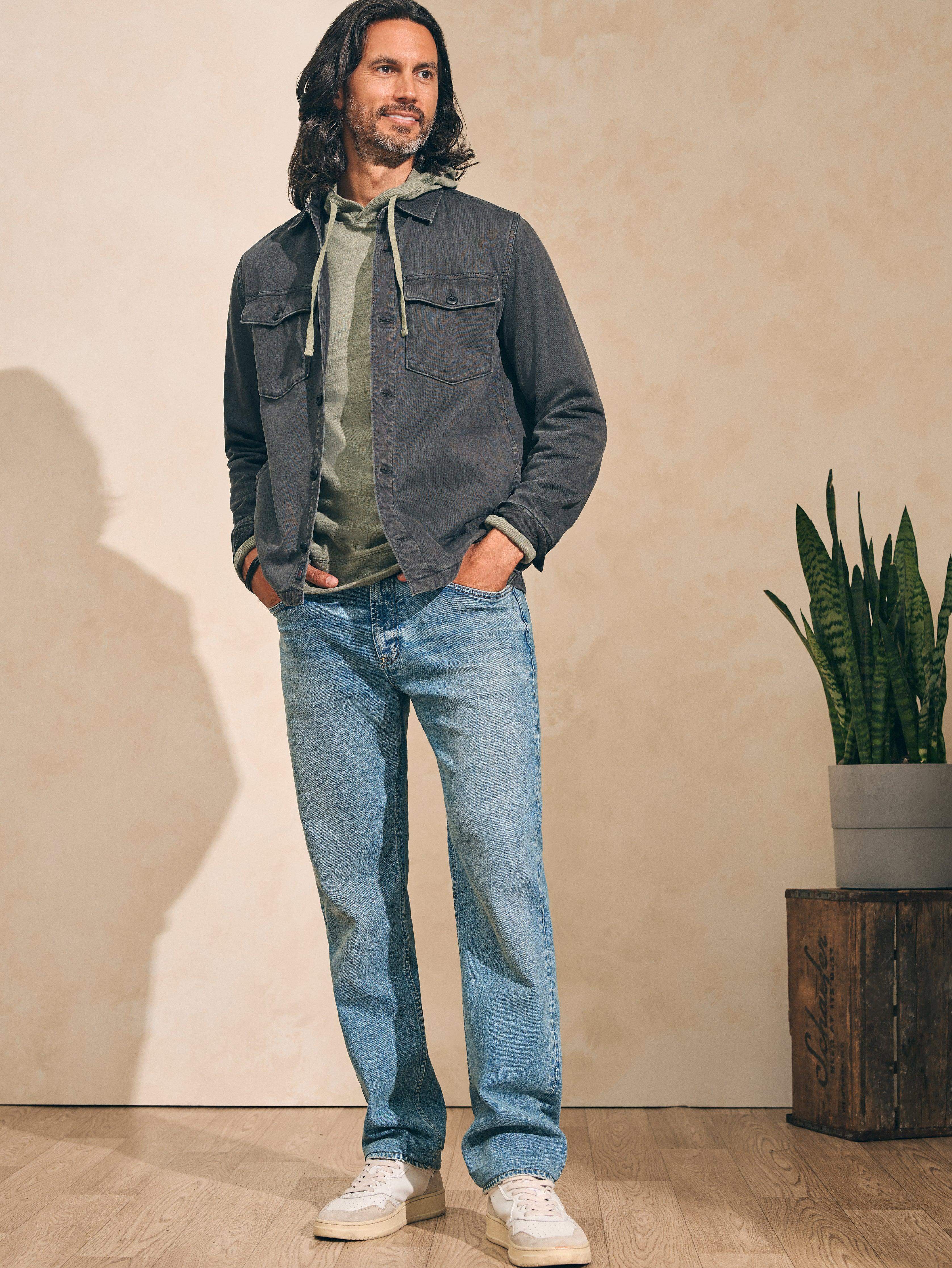 Organic Cotton Slim Straight Denim (32" Inseam) - Sandy Point Wash