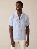 Short Sleeve Reserve Basque Camp Shirt - Light Blue Melange