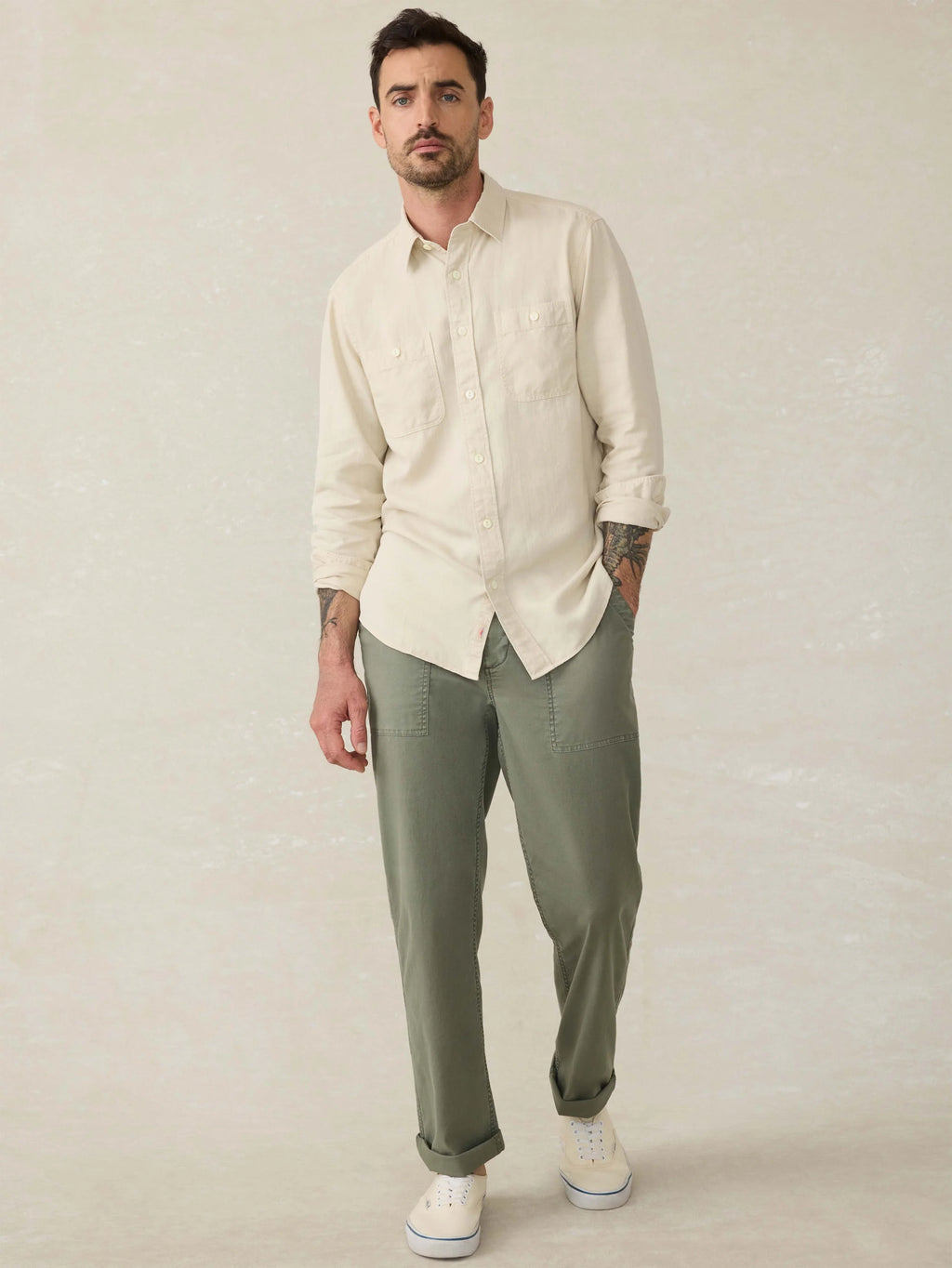 Tried & True Chambray Workshirt - Coastal Cream