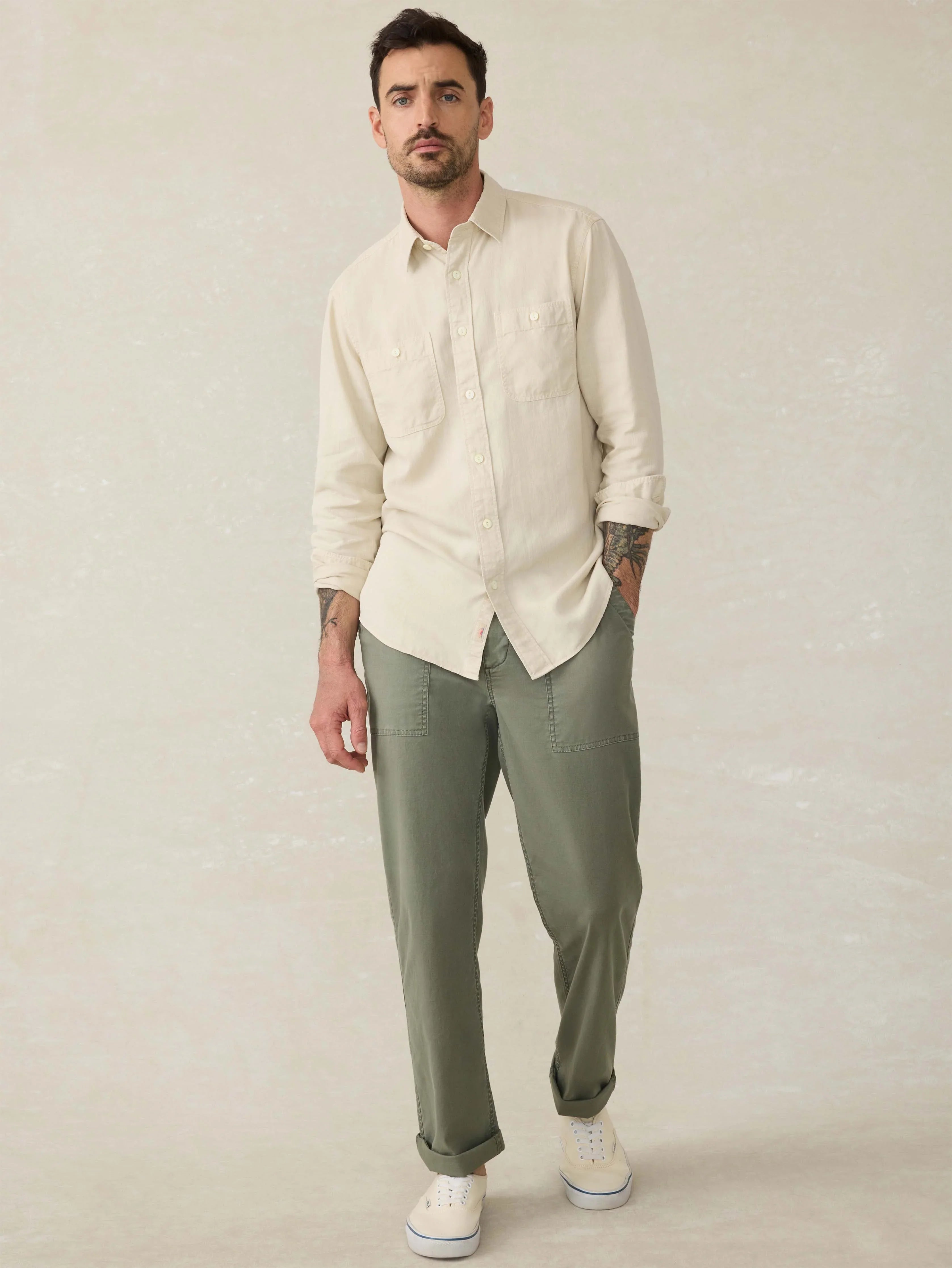Tried & True Chambray Workshirt - Coastal Cream