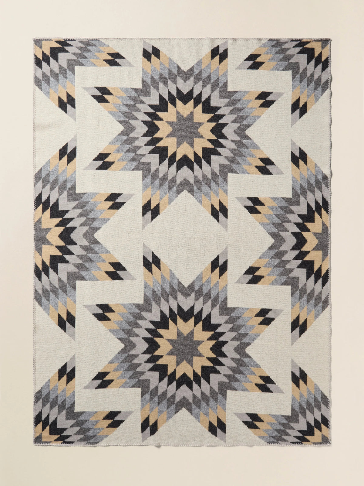 B. Yellowtail Star Patchwork Blanket - Grey Star Patchwork