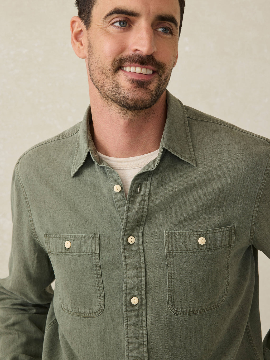 Tried & True Chambray Workshirt - Desert Olive