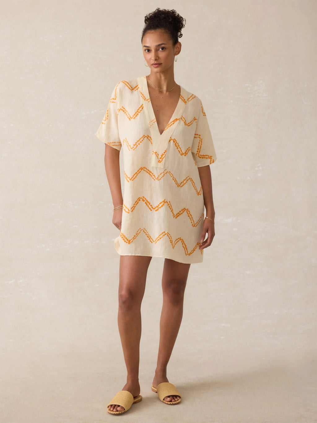 Cora Linen Coverup - Chevron Shibori