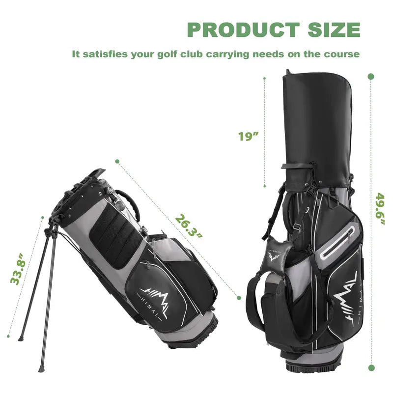Unisex 14-Way Golf Stand Bag for Tournament Play, 420D Nylon Golf Accessories with Full-Length Dividers, Interchangeable Shoulder Straps, PE Padding, All-Terrain Stand System, Stabilizing Kickstand, Plush-Lined Top, 10-Pocket Storage, Waterproof Cover