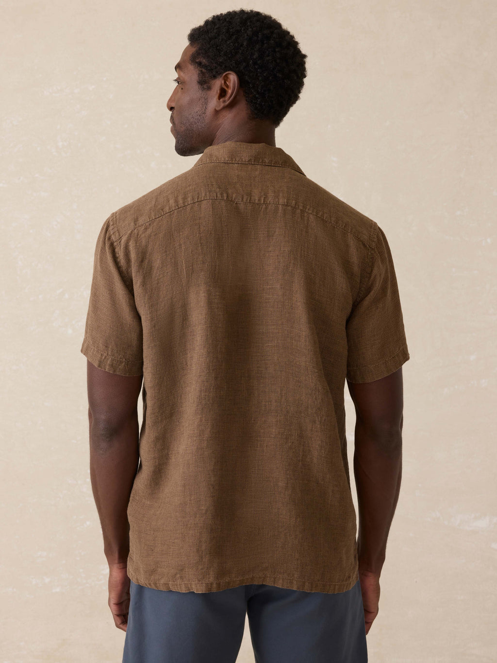 Short- Sleeve Reserve Basque Camp Shirt - Dark Oakwood Pincheck