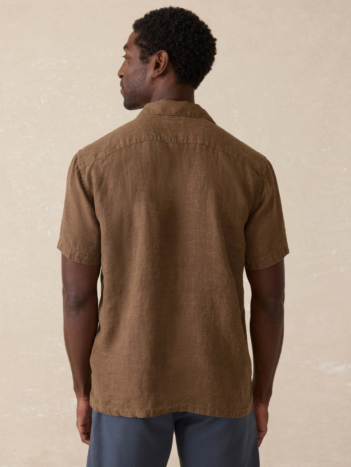 Short- Sleeve Reserve Basque Camp Shirt - Dark Oakwood Pincheck