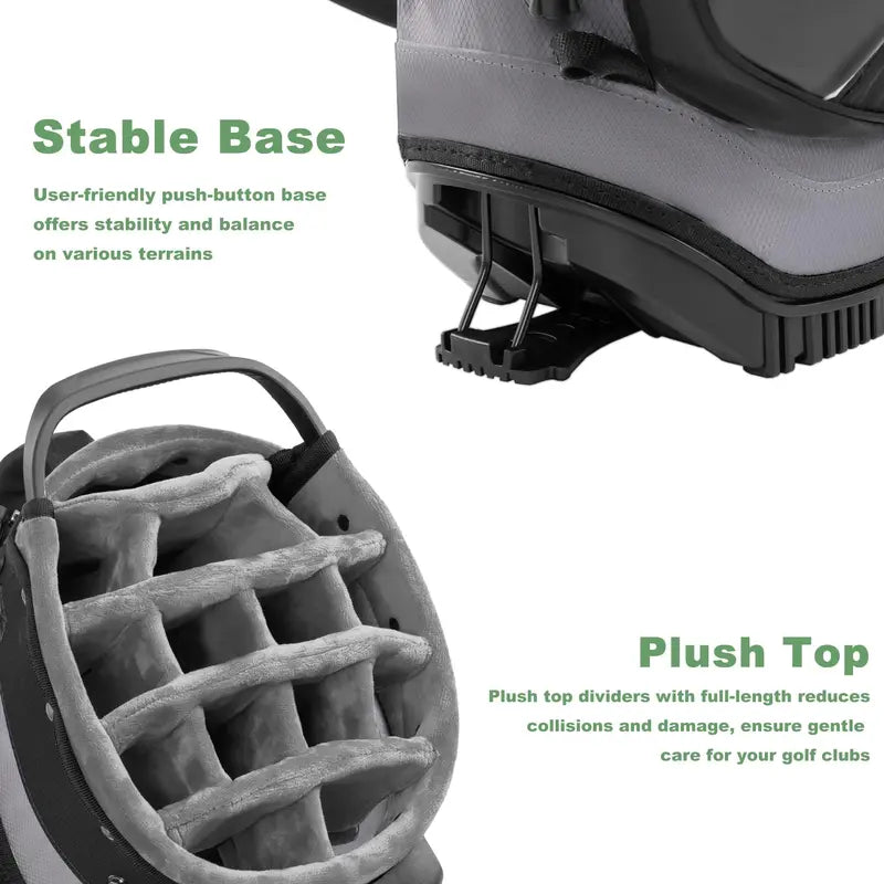 Unisex 14-Way Golf Stand Bag for Tournament Play, 420D Nylon Golf Accessories with Full-Length Dividers, Interchangeable Shoulder Straps, PE Padding, All-Terrain Stand System, Stabilizing Kickstand, Plush-Lined Top, 10-Pocket Storage, Waterproof Cover