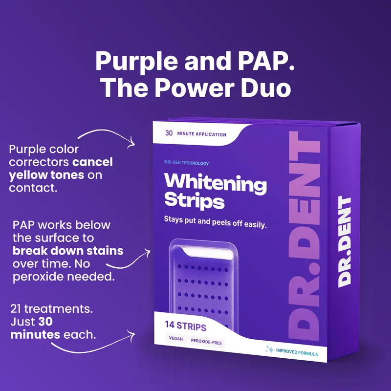 7 Purple Strips = 21 Whiter Smiles – No Pain, No Peroxide, Just Results