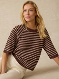 Miramar Linen Sweater Tee - Cocoa Sand Stripe