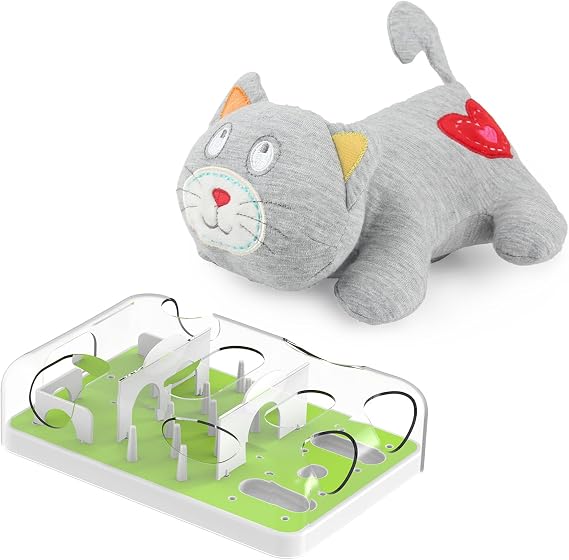 Cat Puzzle Feeder and Plush Companion Bundle product image