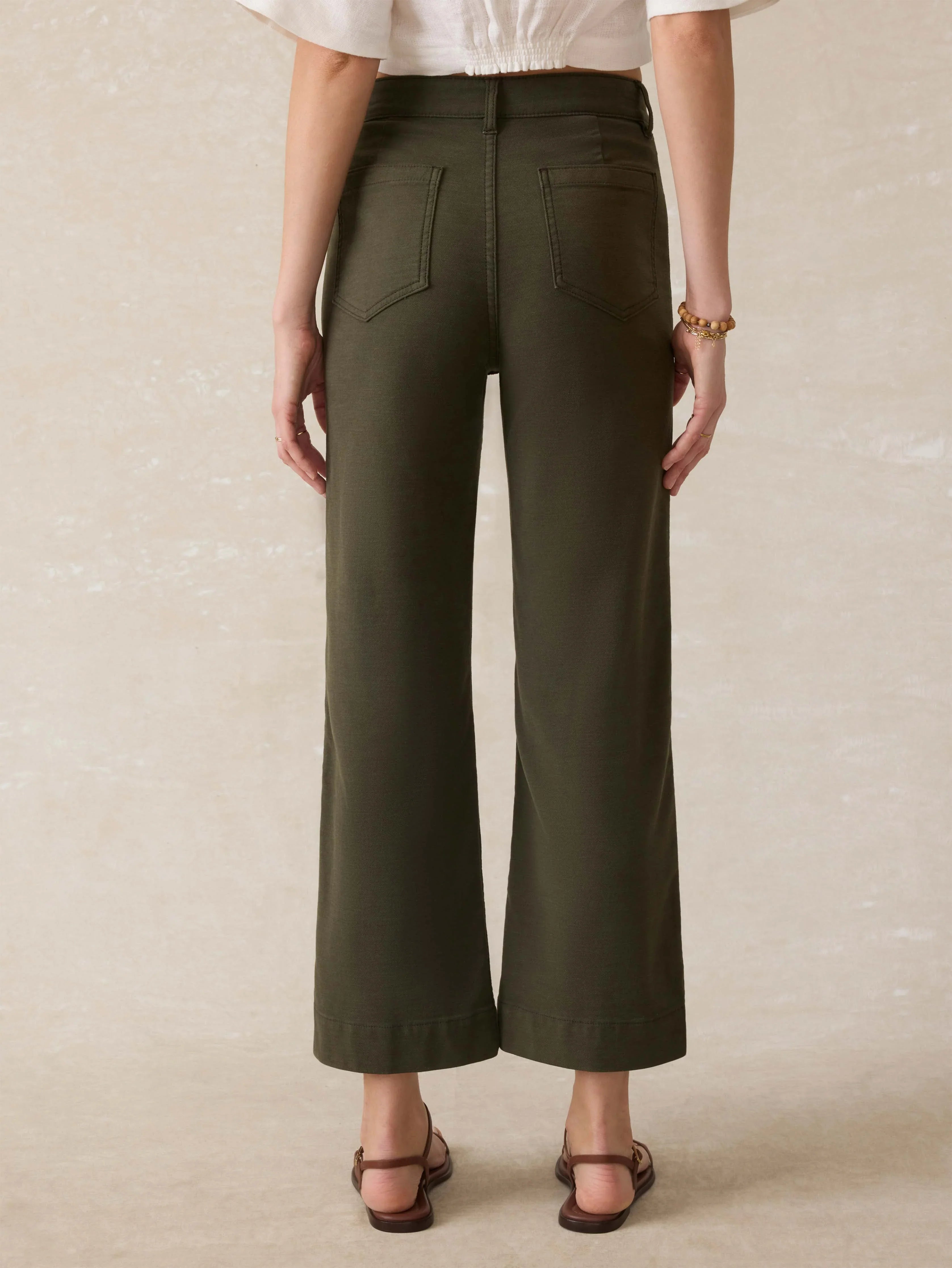 Stretch Terry Patch Pocket Ankle Pant - Forest Olive