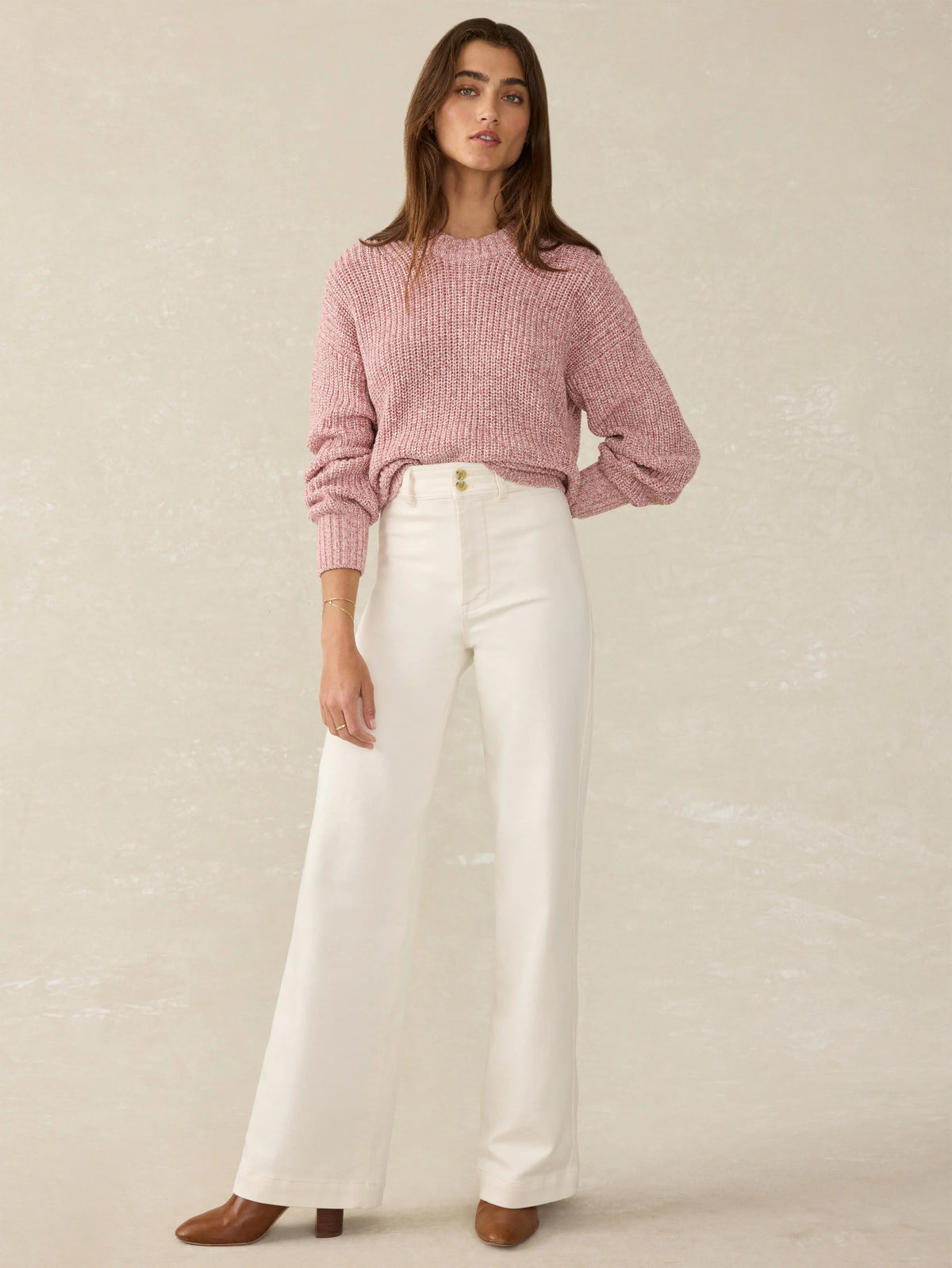 Sunwashed Cotton Fisherman Sweater - Seashell Blush
