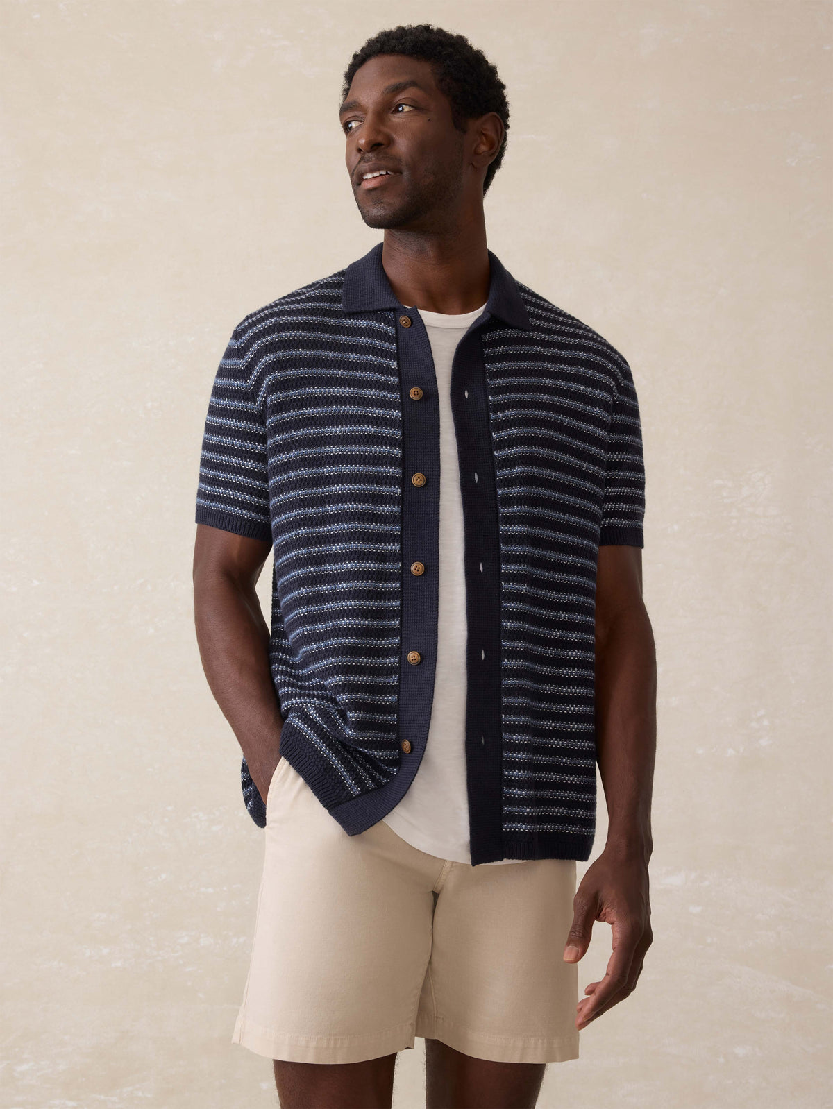 Short-Sleeve Sweater Shirt - Northern Depths Stripe