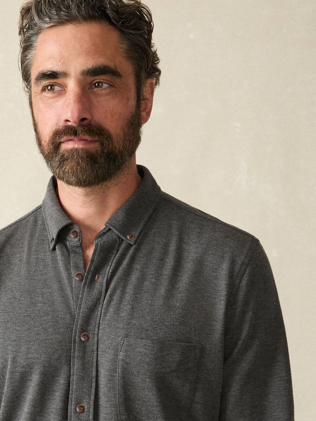 Coastline Knit Shirt - Charcoal Heather Twill