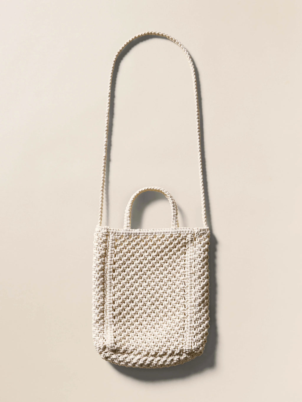 Sunwashed Macrame Crossbody - Cream