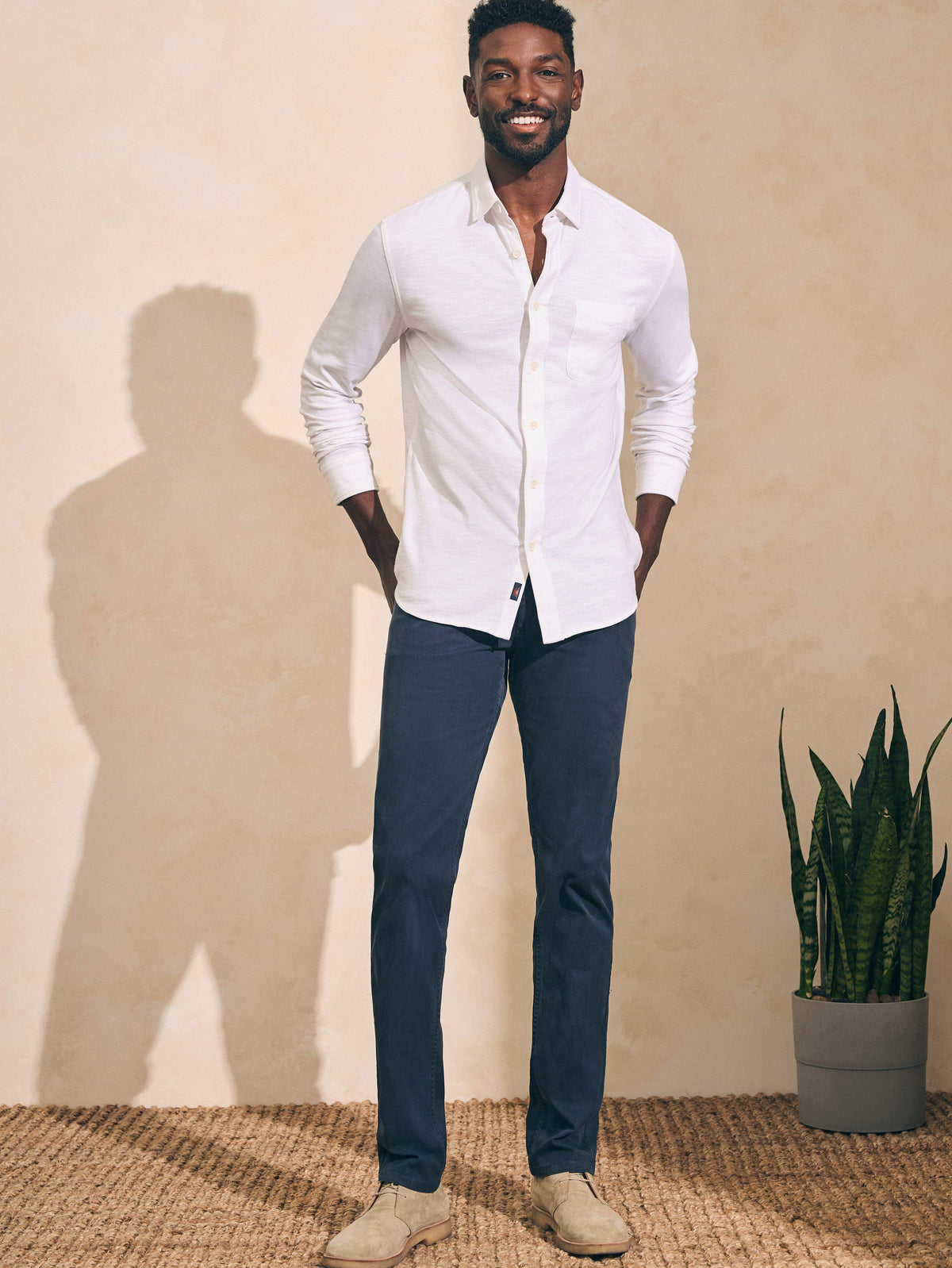 Sunwashed Knit Shirt (Single Pocket) (Tall) - White