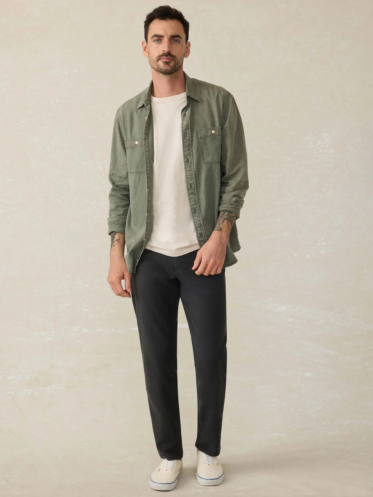 Tried & True Chambray Workshirt - Desert Olive
