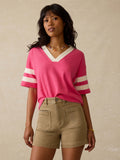 Sunwashed Midweight Organic Varsity Tee - Hot Pink Varsity