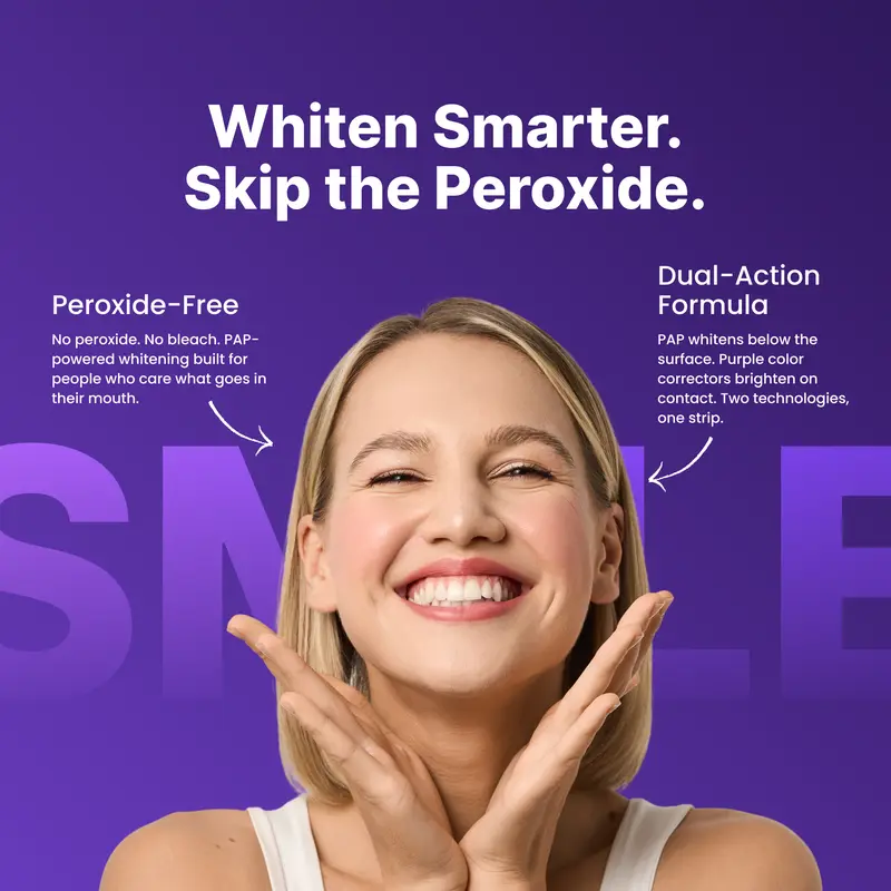 7 Purple Strips = 21 Whiter Smiles – No Pain, No Peroxide, Just Results
