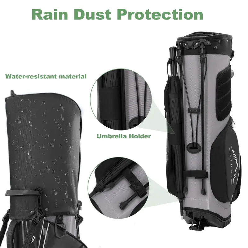 Unisex 14-Way Golf Stand Bag for Tournament Play, 420D Nylon Golf Accessories with Full-Length Dividers, Interchangeable Shoulder Straps, PE Padding, All-Terrain Stand System, Stabilizing Kickstand, Plush-Lined Top, 10-Pocket Storage, Waterproof Cover