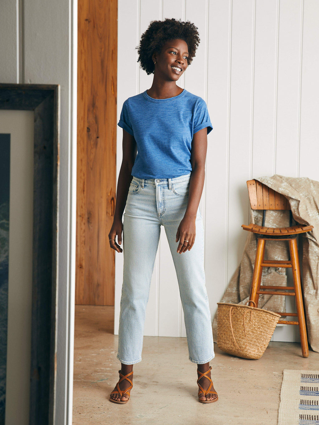 Organic Cotton Slim Straight Ankle Denim - Cloudbreak Wash