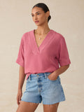 Dune Cotton Gauze Short Sleeve Popover - Heather Rose
