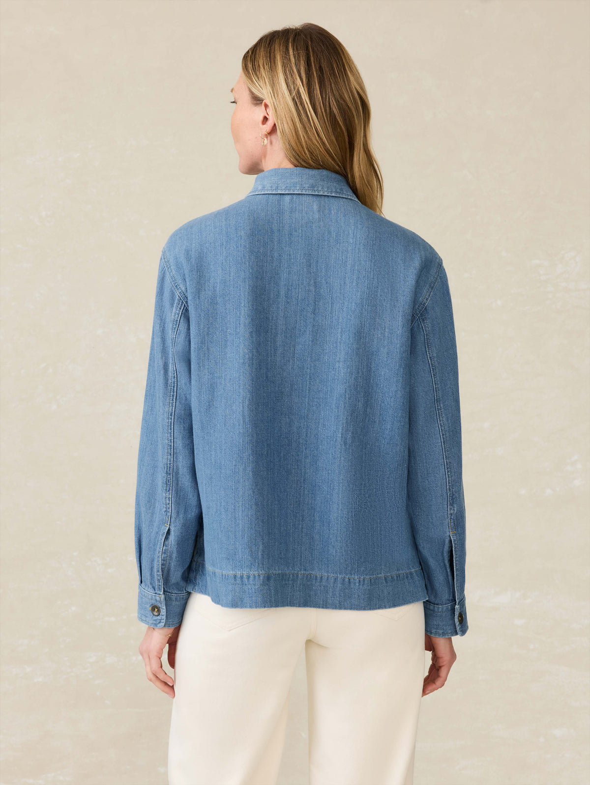 Linen Denim Oceanview Blouse - Coastal Cloud Wash