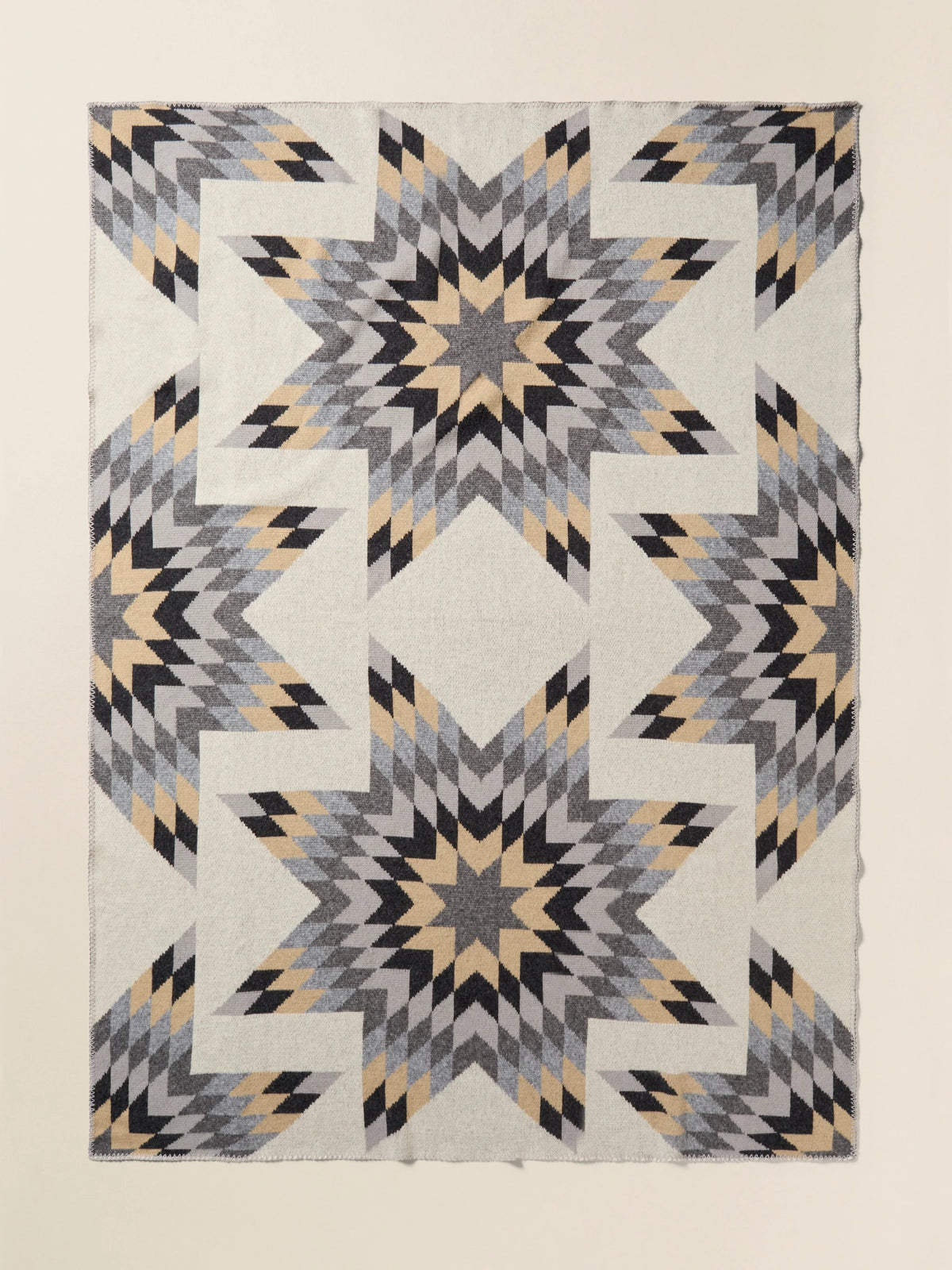 B. Yellowtail Star Patchwork Blanket - Grey Star Patchwork