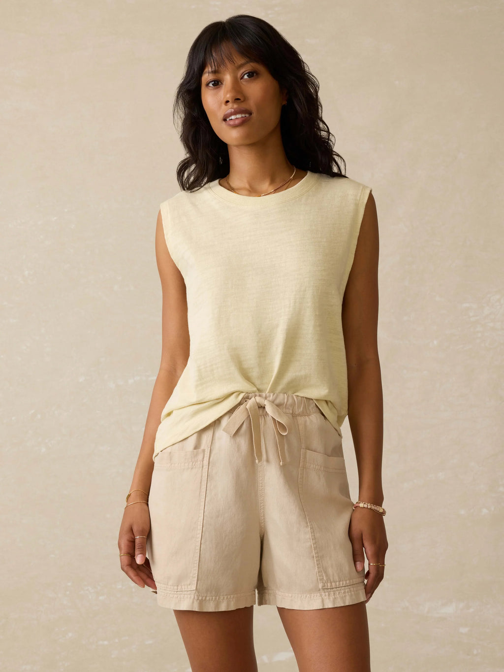 Sunwashed Midweight Organic Muscle Tank - Lemon Sorbet
