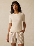 Miramar Linen Mini Rib Tee - Summer Sand