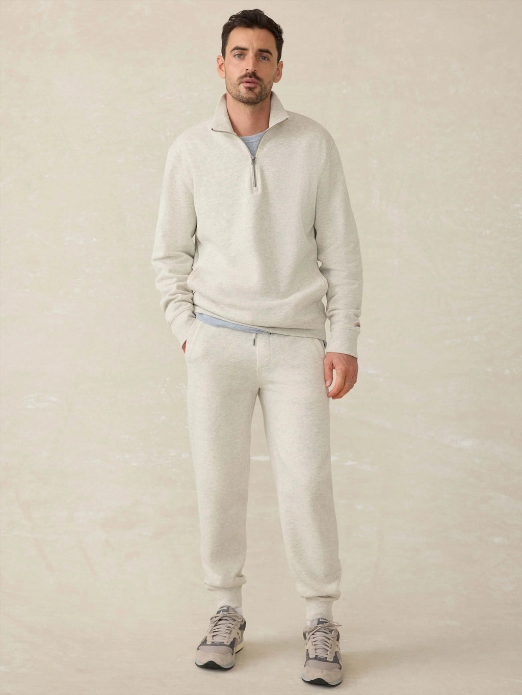 High Standard Fleece Quarter Zip - Antique Ivory Heather