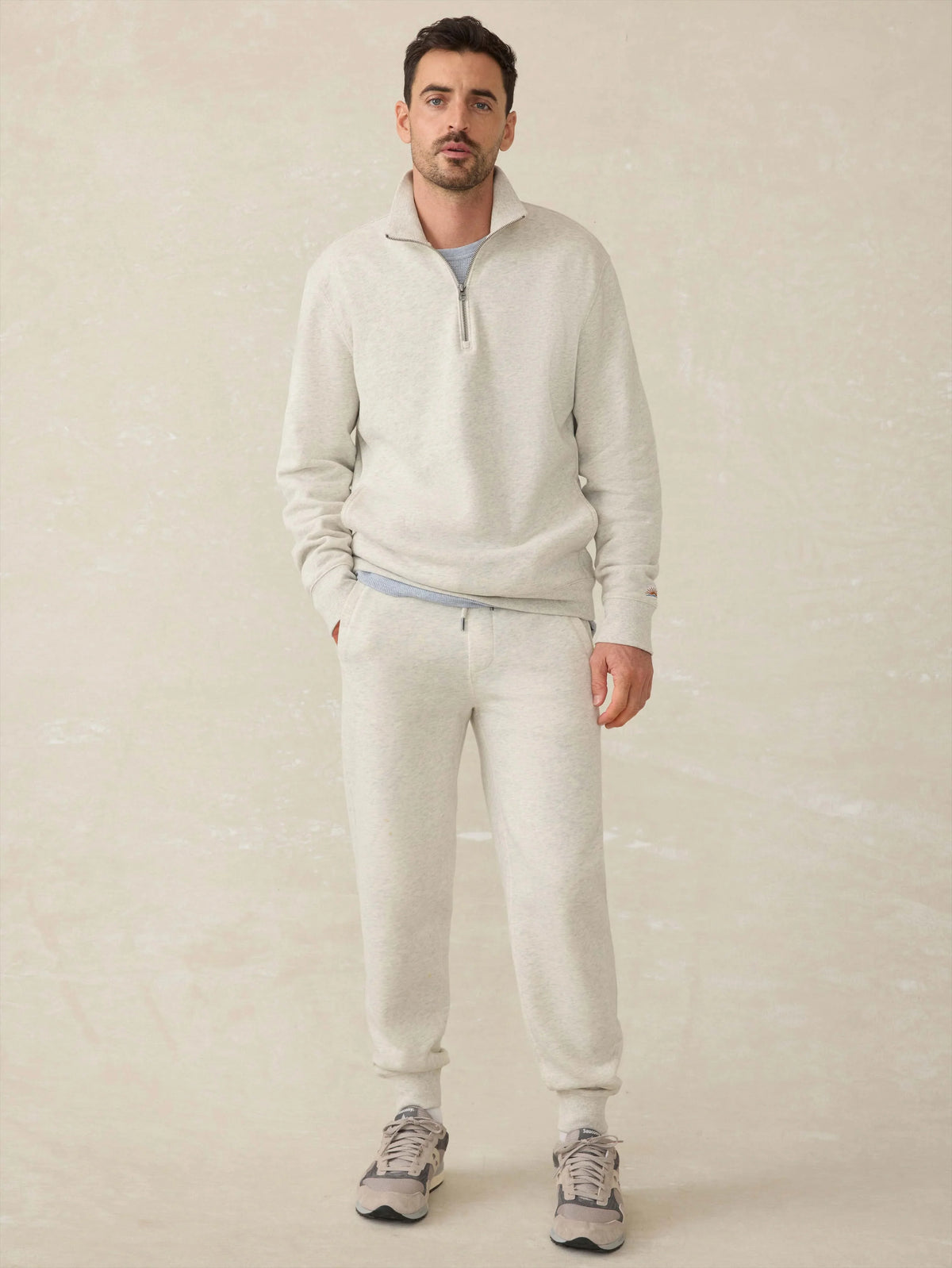 High Standard Fleece Quarter Zip - Antique Ivory Heather