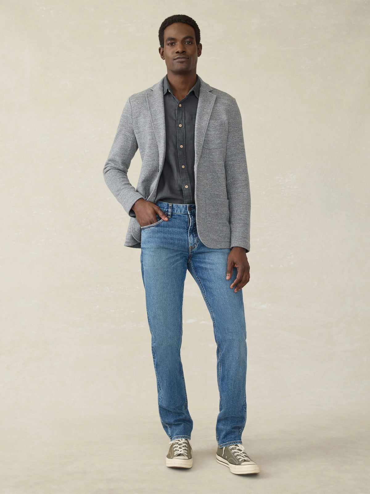 Inlet Knit Blazer (Tall) - Medium Grey Melange