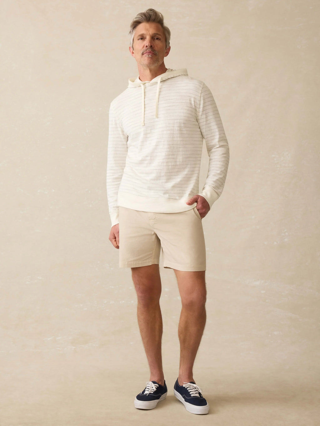 Sunwashed Midweight Organic Hoodie - Ivory Rock Stripe