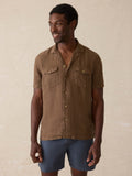 Short- Sleeve Reserve Basque Camp Shirt - Dark Oakwood Pincheck