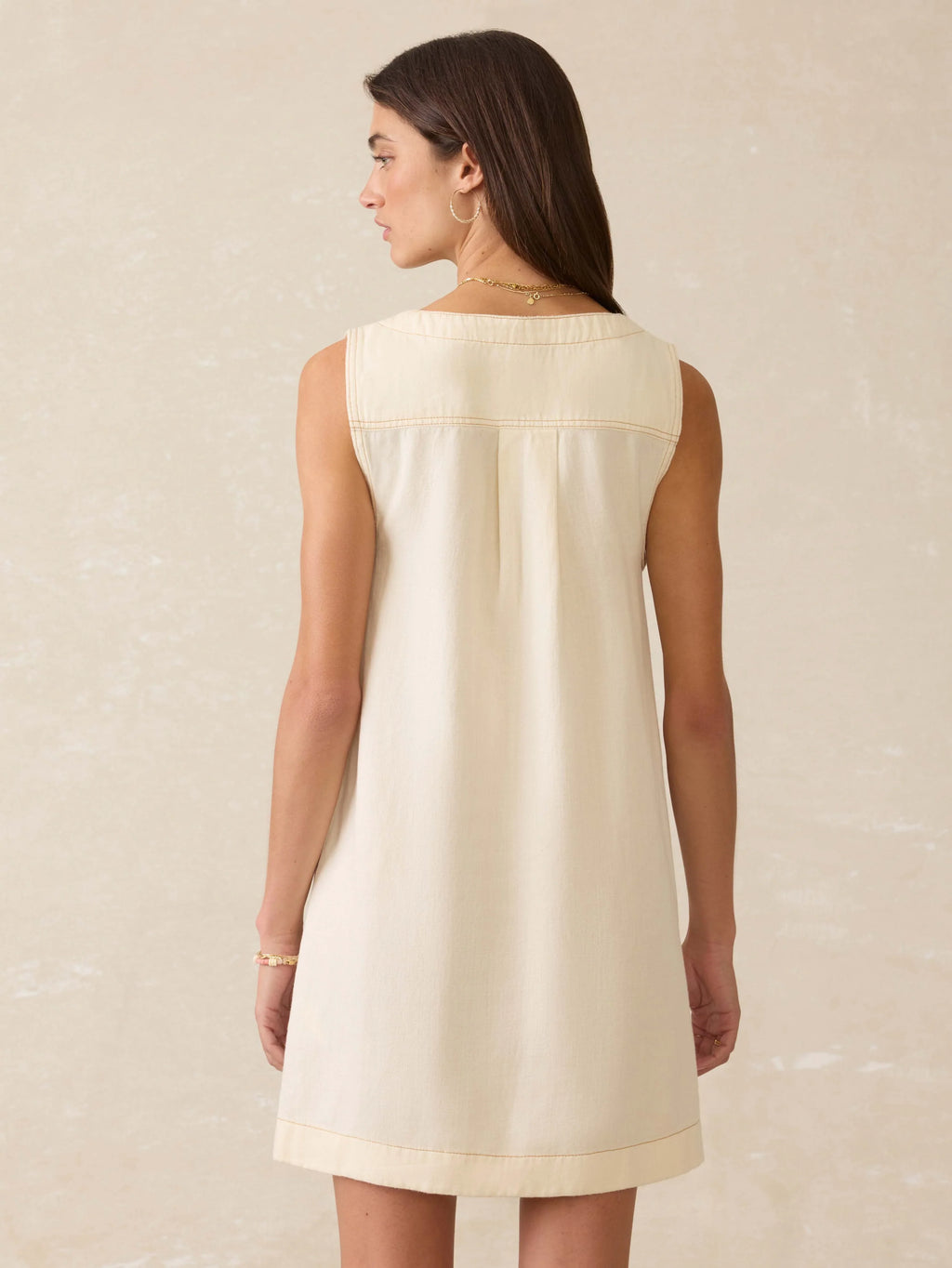 Linen Denim Malibu Mini Dress - Whitecliff Wash