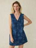 Dune Cotton Gauze Azure Dress - Indigo Isle Print