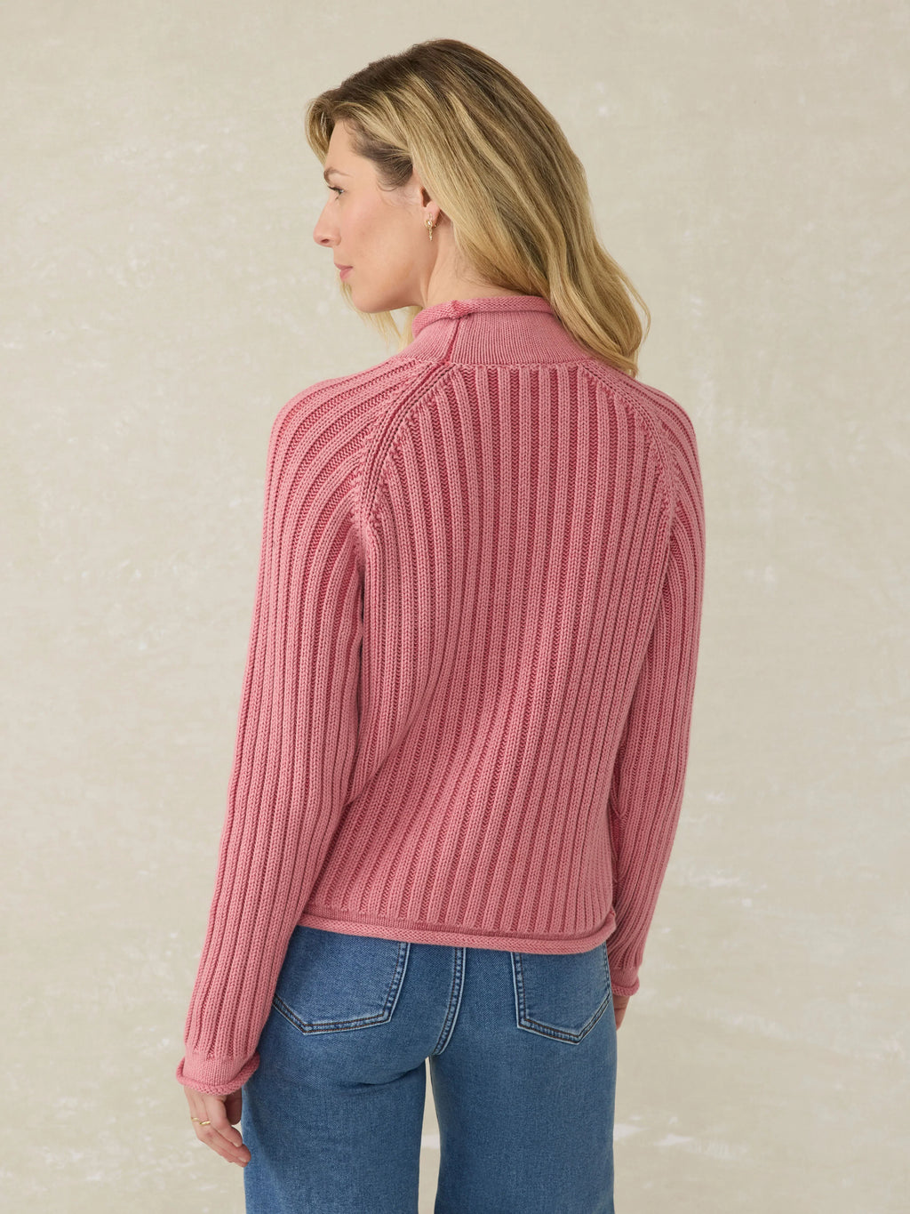 Sunwashed Cotton Rollneck Sweater - Baroque Rose