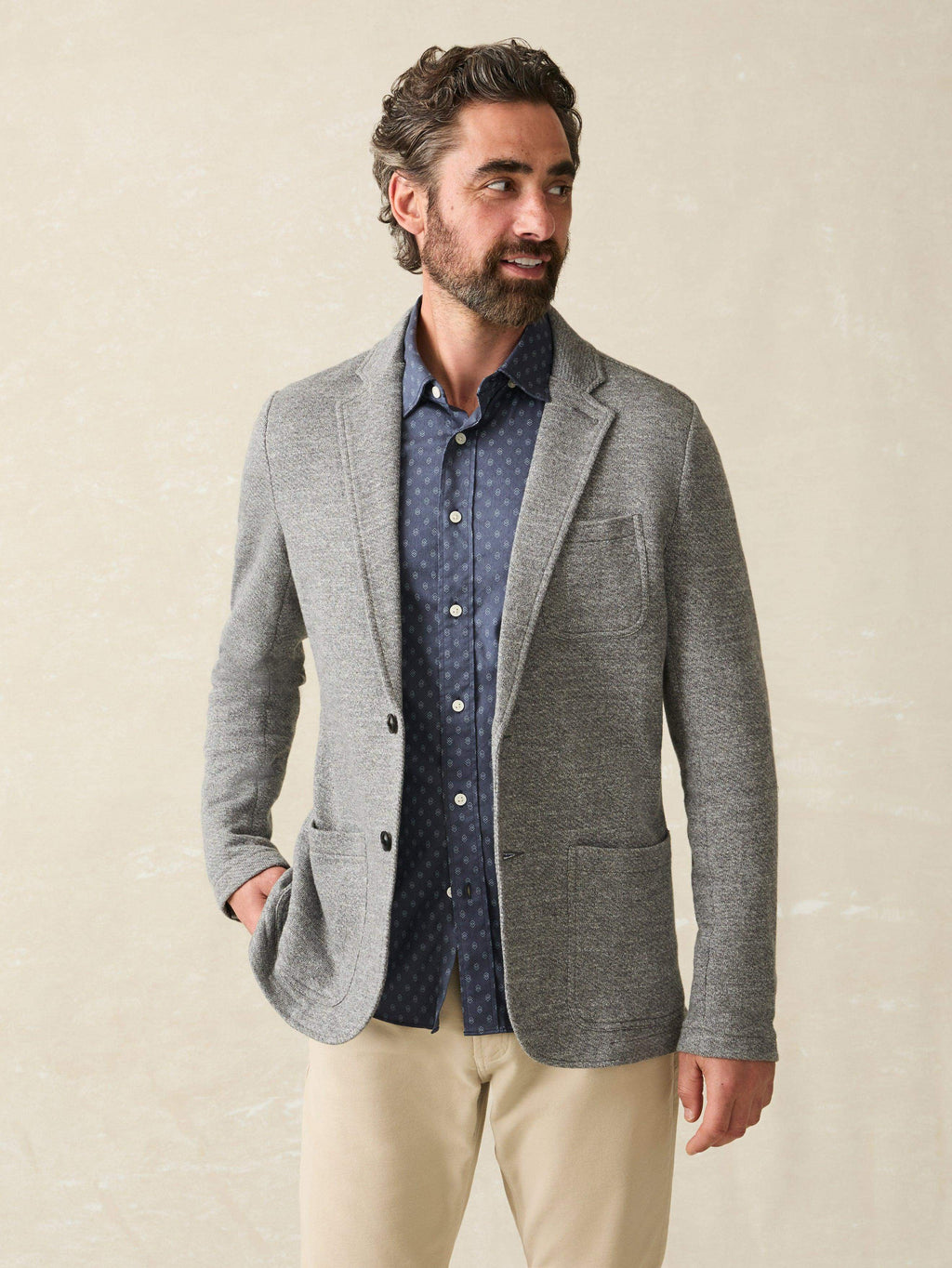 Inlet Knit Blazer (Short) - Medium Grey Melange