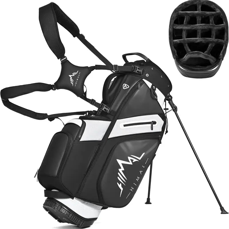 Unisex 14-Way Golf Stand Bag for Tournament Play, 420D Nylon Golf Accessories with Full-Length Dividers, Interchangeable Shoulder Straps, PE Padding, All-Terrain Stand System, Stabilizing Kickstand, Plush-Lined Top, 10-Pocket Storage, Waterproof Cover